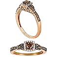 LE VIAN 1/2 Carat White and Chocolate Diamond Cushion Shaped Halo Ring for Women I 14k Rose Gold Anniversary Ring for Her (G-H/Brown, VS2-SI1, 0.46 cttw) Engagement Promise Ring Size 5 to 10.5