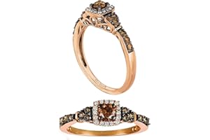 LE VIAN 1/2 Carat White and Chocolate Diamond Cushion Shaped Halo Ring for Women I 14k Rose Gold Anniversary Ring for Her (G-H/Brown, VS2-SI1, 0.46 cttw) Engagement Promise Band Size 5 to 10.5