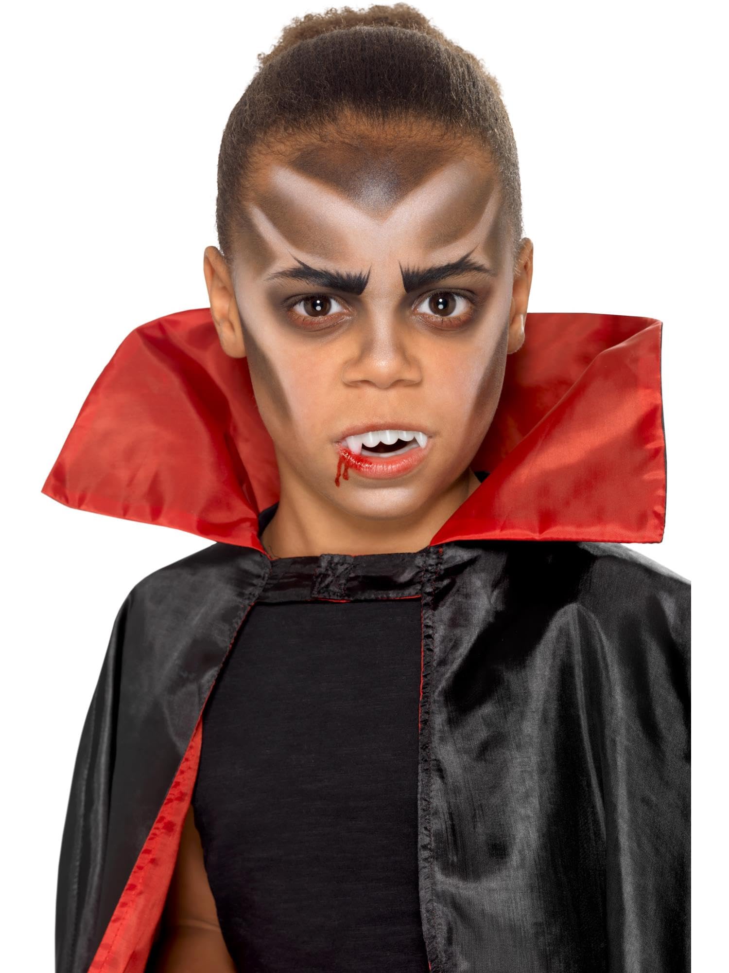 Smiffys Make-Up FX, Kids Vampire Kit, Aqua, Multi- Face Paints, Fangs, Stipple Sponge & Applicators, Cosmetics and Disguises Fancy Dress, Vampire Dress Up Cosmetics & Disguises.