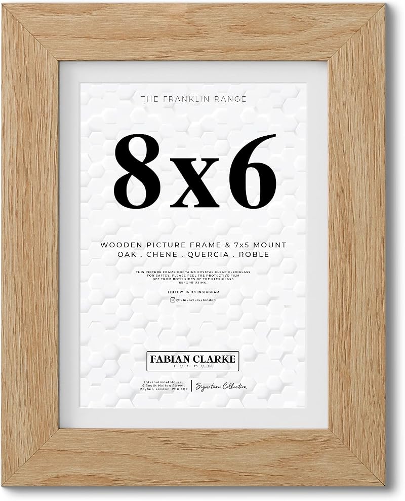 Fabian Clarke London 8x6 Modern Oak Photo Frame with White Mount
