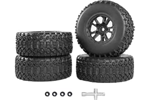 RCMOXETO 12mm Hex RC Wheels and Tires for Traxxas Slash 2wd 4x4 Wheels and Tires Street RC Tires for Arrma Senton Tires and Wheels RC Short Course Truck Tires 1/10 Scale with Foma Inserts Pre-Glued 4PCS