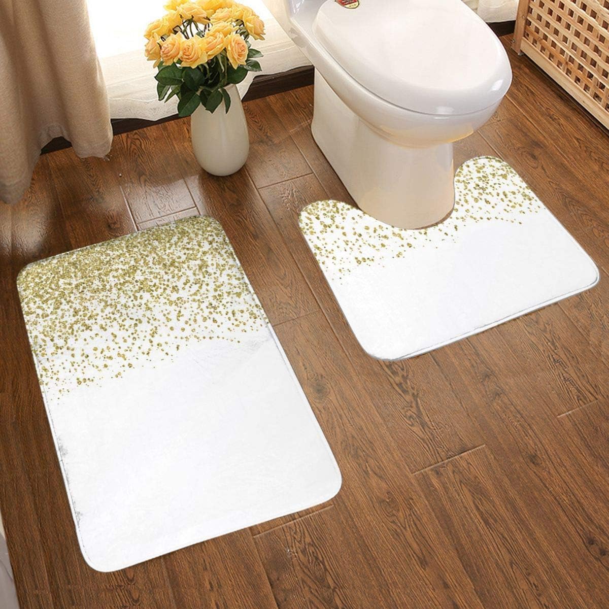 Tiffany Church Weiche Flanell-Badematten Sparkling Gold Glitter