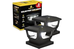 Brighticonic Solar Post Cap Lights Outdoor for 4x4, 3x3 – Auto On/Off Post Lights Solar Powered - Easy Install, IP65 Waterproof Deck & Fence Lights – Long Lasting Battery – 120 Lumen, CoolWhite - 2pck