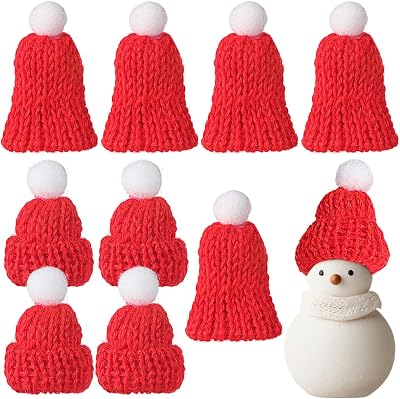 COHEALI 10Pcs Mini Knit Christmas Hats Santa Caps DIY Crafting Party Favor