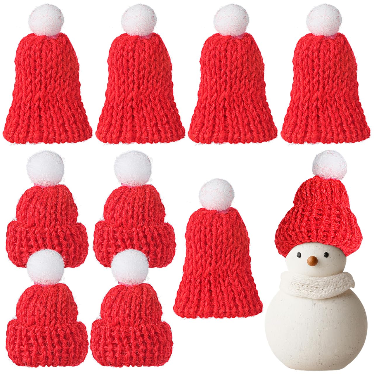 COHEALI 10Pcs Knitted Small Christmas Hats Mini Santa Caps Xmas Party Headdress Diy Handmade Accessories for Holiday Decorations and Party Favors