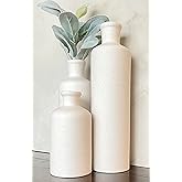 Tall Off-White Ceramic Vase Set of 3– Large Modern Farmhouse Decor Vases for Living Room, Coffee Table & Shelf Styling – Minimalist Neutral Decorative Flower Vases, Elegant Home Accent Gift