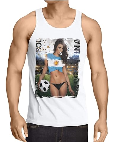 style3 WM 2018 Soccer Girl Deutschland Herren Tank Top Fußball Trikot Germany Weiss