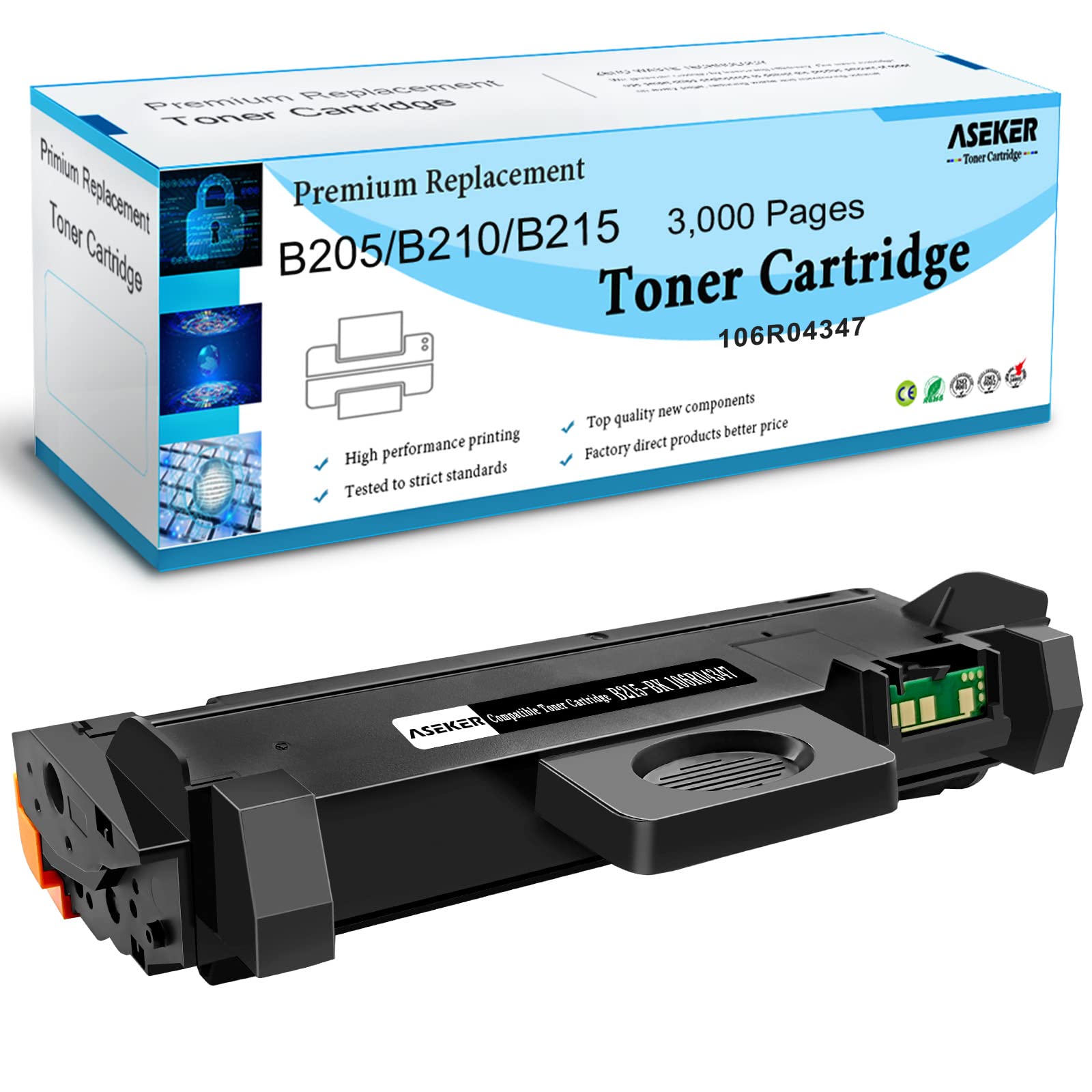 Compatible B210 B205 B215 Toner Cartridge 3000 Pages 106R04347 for Xerox B210 B210DNI B205 B205DNI B205MFP B215 B215DNI B215MFP Printers ( Black, 1-Pack )