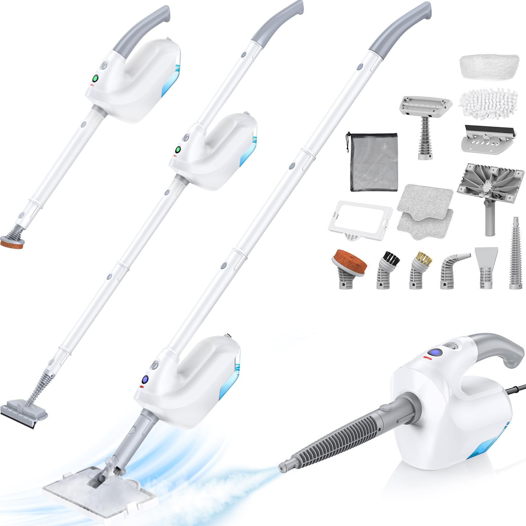 Photo 1 of 10-in-1 Steam Mop with Detachable Handheld Steamer, Multi & Up Steam Mops for Floor Cleaning with 350ml Tank, 10s Heat-Up, 2-Level Control, Floor Steamer for Home, Floors, Grout, Carpets, Tiles
