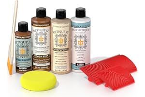 Retique It Wood Finish Tabletop Kit – GO Beyond Faux Wood with Paintable Liquid Wood Based Primer and Gel Stain - Graining Tools Included (Tabletop Kit, Dark Oak)