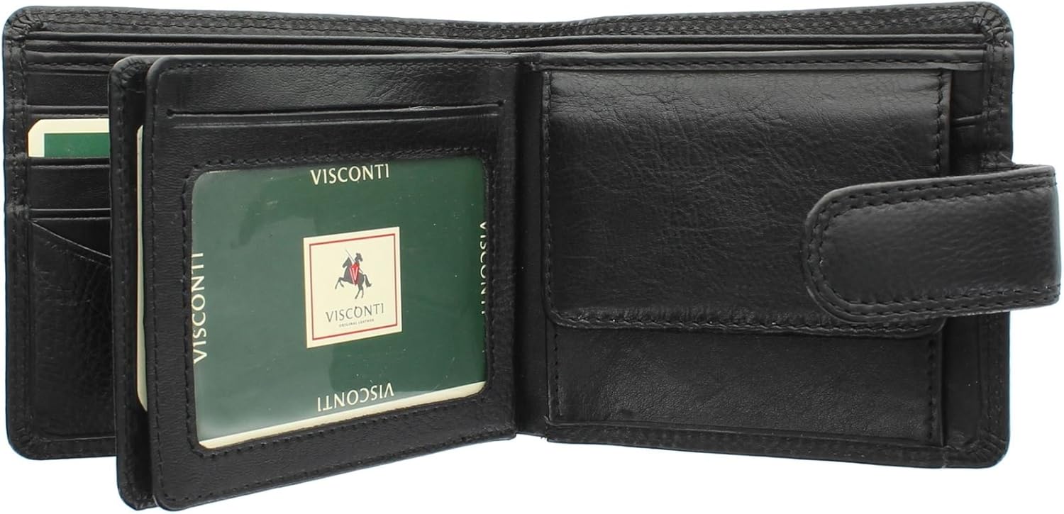 VISCONTI Heritage Collection Strand Leather Wallet with Tab Closure RFID Blocking HT13 Black