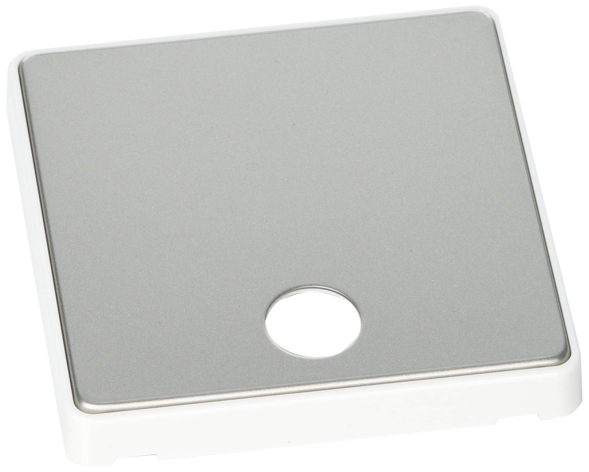 MK Dimensions 1 Gang 25A Connection Unit Flex Outlet Satin Steel Finish Frontplate with a White Trim