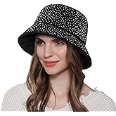 BOLLEY JOSS Women Bling Bucket Hat Sparkly Rhinestone Bucket Sun Hat Shiny Crystal Hat Cap Summer Travel Hats for Girls Women