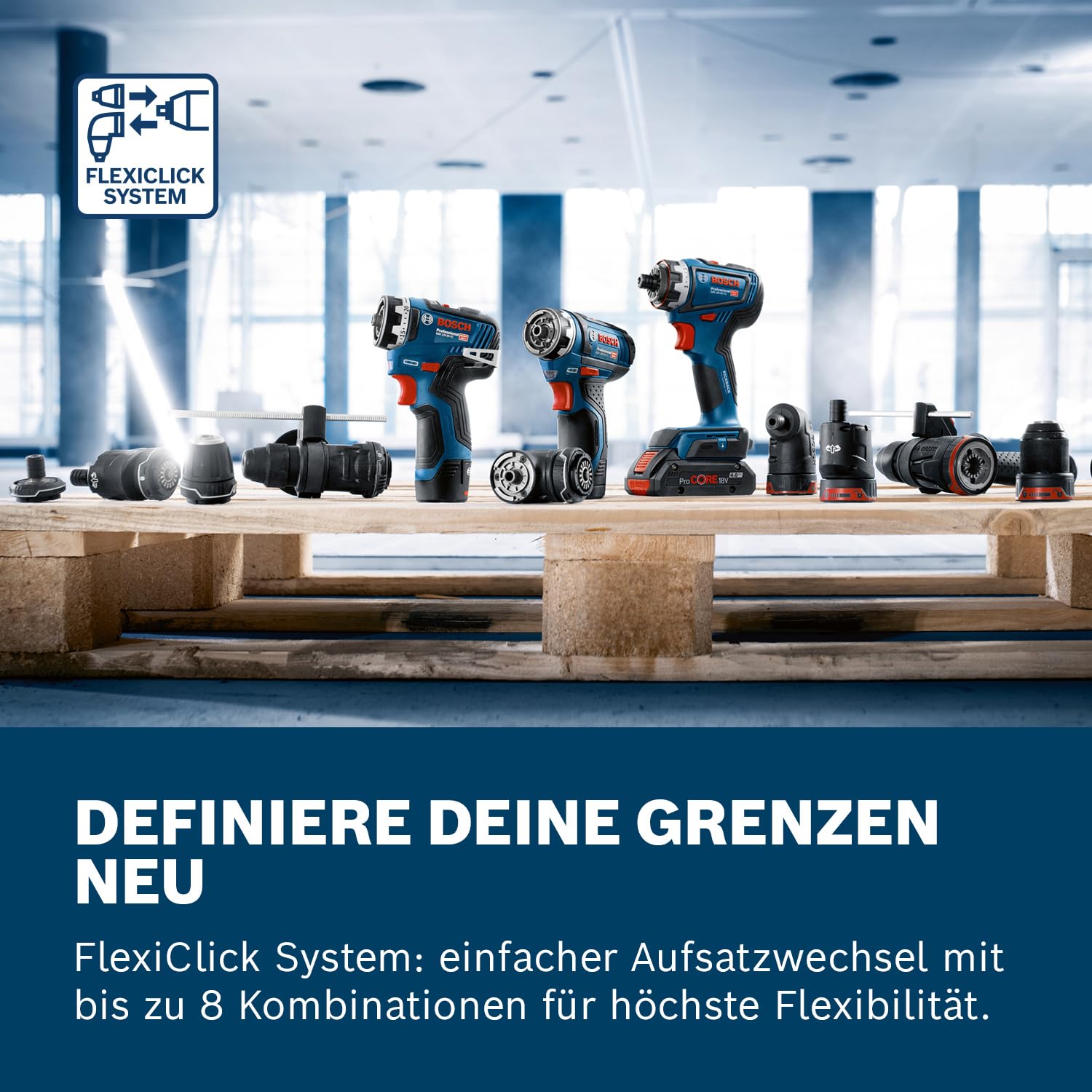 Bosch Professional 12V System GSR 12V-35 FC Cordless Drill, including 4 x FlexiClick Attachments, 2 x 3.0 Ah Battery, GAL 12V-40 Quick Charger, in L-BOXX 102 – FlexiClick System
