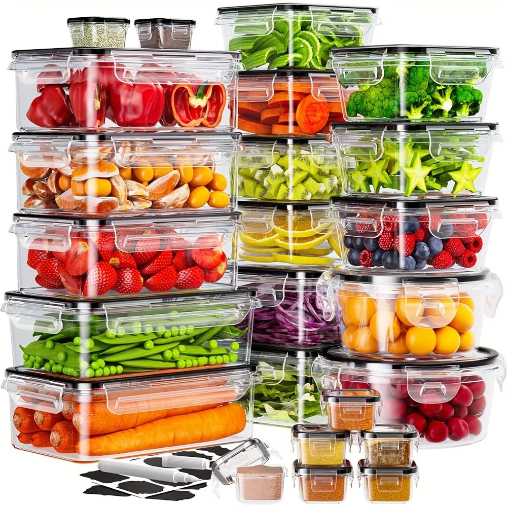 Photo 1 of 48-Pack Airtight Food Storage Containers with Lids - BPA Free Plastic Kitchen Organizers, Clear Meal Prep Containers for Leftovers, Fridge & Pantry (24 Boxes + 24 Lids)??