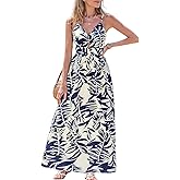 CUPSHE Women's Maxi Dress Floral Print Twisted V Neck Sleeveless Long Dress Summer Casual Dress