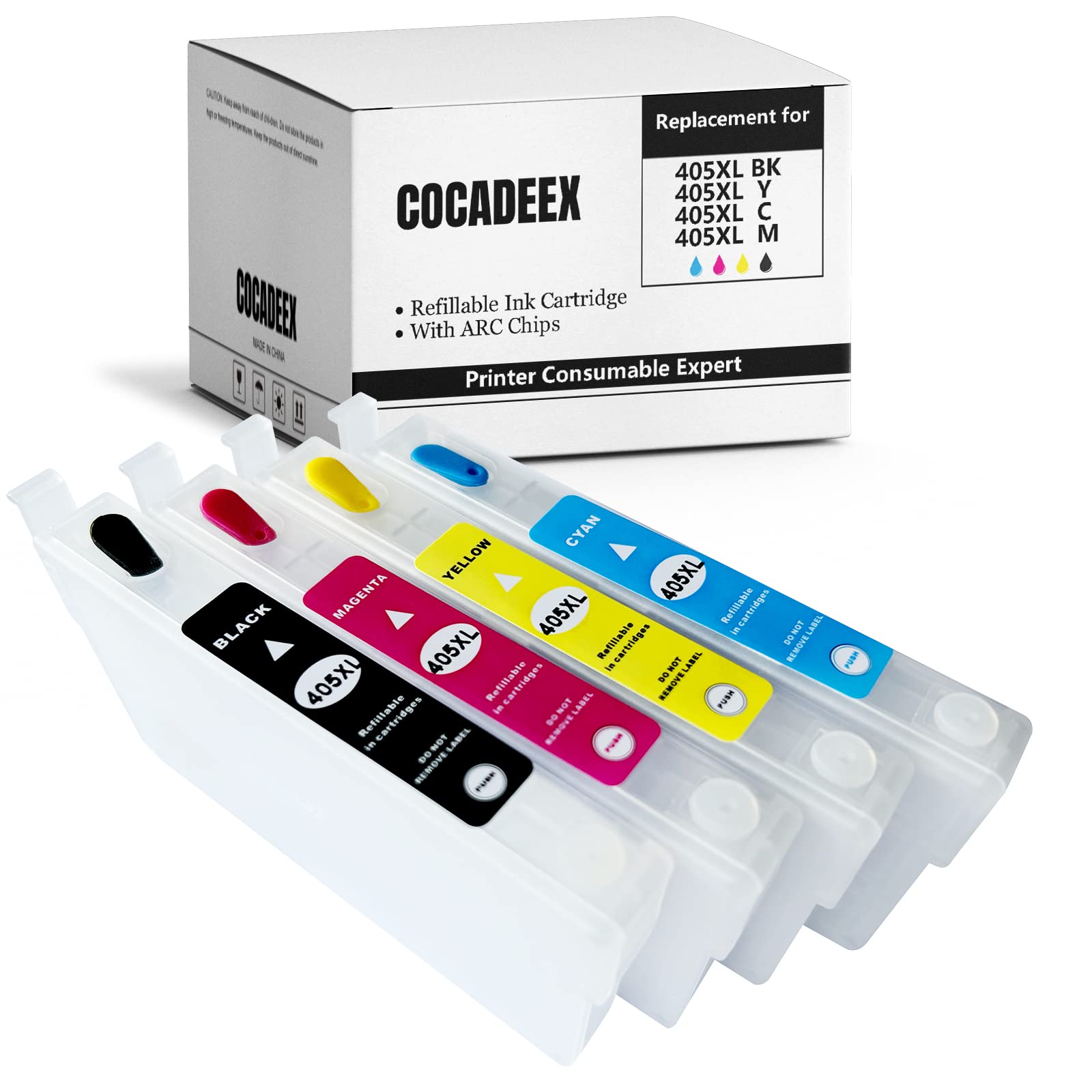 COCADEEX Empty 405XL Refillable Ink Cartridge Compatible with Workforce Pro WF-7830DTWF WF-7840DTWF WF-4830DTWF WF-4820DWF WF-4825DWF WF-3820DWF WF-3825DWF WF-7835DTWF WorkForce WF-7310 Printer