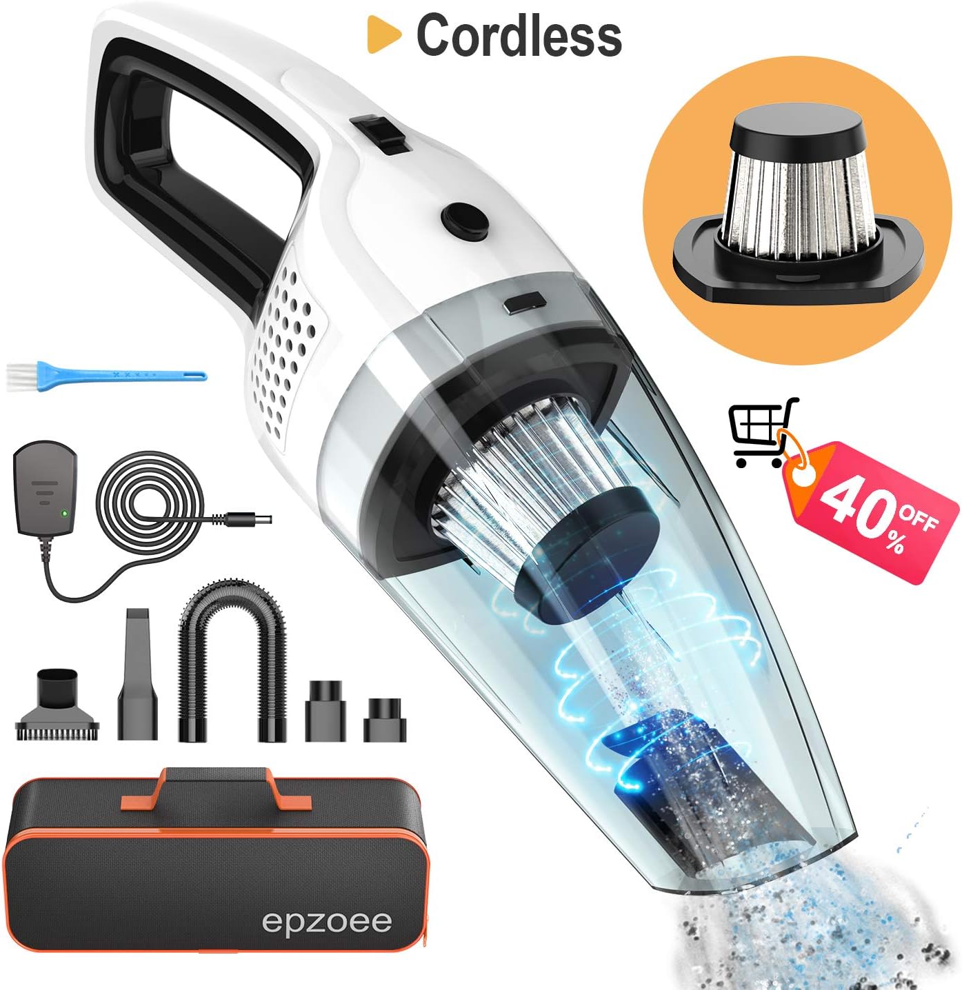 Handheld Vacuum Cordless, Rechargeable Car Vacuum 4300 Pa