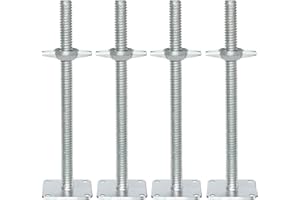 LJJJXXX Scaffolding Adjustable Leveling Jack 18", Galvanized Screw Solid Stem with Base Plate, 4 Pack