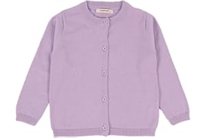 JELEUON Little Girls Cute Crew Neck Long Sleeve Button-Down Solid Cotton Fine Knit Cardigan Sweaters