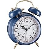FLOITTUY Loud Alarm for Deep Sleepers 4'' Retro Twin Bell Alarm Clock with Backlight for Bedroom and Home Decoration (Retro B