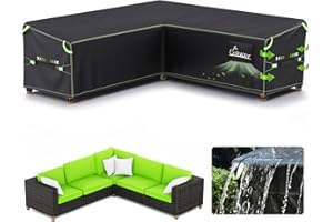 UIRWAY V-Shape Outdoor Sectional Sofa Cover Waterproof with Air Vent, 90" L/90" L x 33.5" D x 31" H, Heavy Duty Patio Furniture Covers, Outdoor Couch Cover with Reflective Strips
