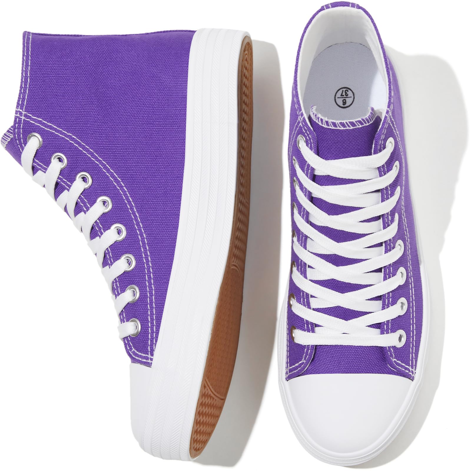 Photo 1 of HYPOCRUTE Womens High Top Sneakers Classic Canvas Shoes for Women Lace Up Canvas Sneakers Casual Tennis Shoes for Walking?Purple,US09?