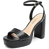 DREAM PAIRS Platform High Heels for Women Chunky Round Open Toe Ankle Strap Stylish Heeled Sandals for Party Prom Wedding