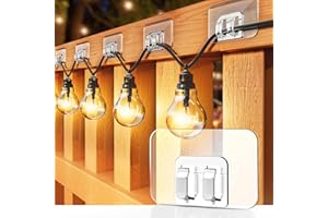 Hooks for Outdoor String Lights - 100 Pack with Adhesive Strips - No Damage, No Tools, No Holes, Waterproof and UV-Resistant,