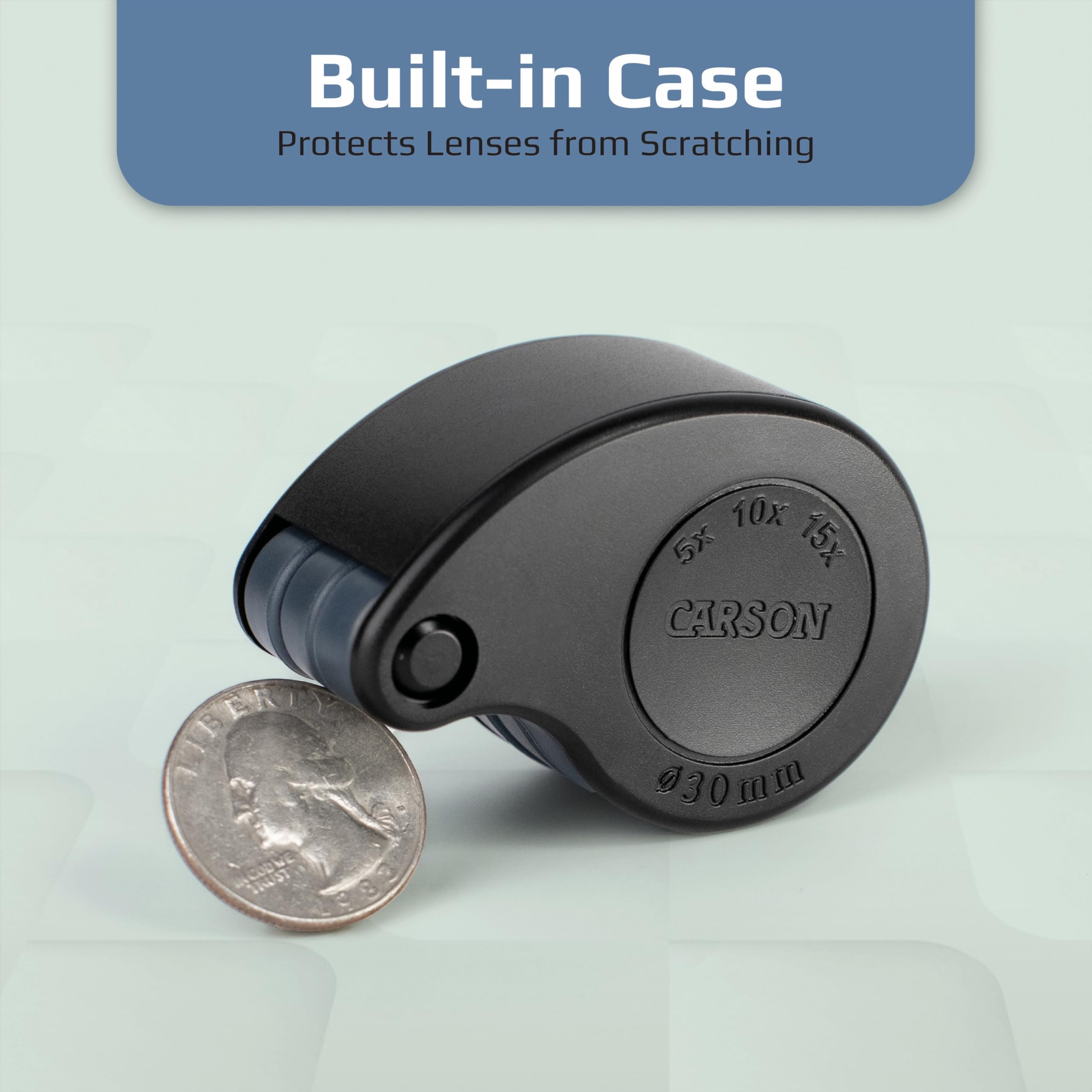 Carson TriView 5x/10x/15x Folding Loupe Magnifier with Built-in Case, 3-in-1 Portable Loupe Magnifying Glass - Adjustable Magnification, Great for Jewelry (TV-15)