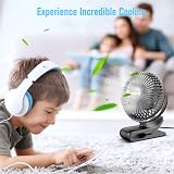 HONYIN Mini USB Clip Fan 720° Rotation 3 Speeds Desk Clip Personal Fan view 5