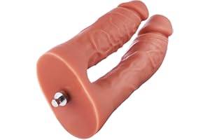 Hismith 6.5" Double Penetrator Silicone Dildo for Premium for Sex Machine with KlicLok System, 5.5" Insertable Length, Vagina