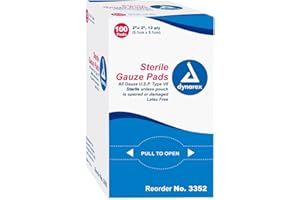 Dynarex Sterile Gauze Pads, 2 x 2, 12 ply, 100/bx