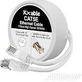 Cat5e Ethernet Cable 50 FT, Long Cat 5e Internet Cable, White Snagless Patch Cord, UV Resistant, Flexible, Network, LAN, PoE, Standard RJ45 Connector for PC, Server, Router, Modem, PS5 - with 15 Ties
