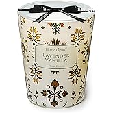 HomeLights Soy Wax Candles for Home Scented, 1-Wick Candles in Lavender Vanilla Scented, Aromatherapy Candles Gift for Parties, Relaxing, Bohemian Natural Textures, 6.7oz