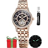 OLEVS Automatic Women's Watches Skeleton Starry Sky Ladies Watch Silver Rose Gold Mechanical Luxury Business Dress Diamond Luminous Waterproof Wrist Watches Watches