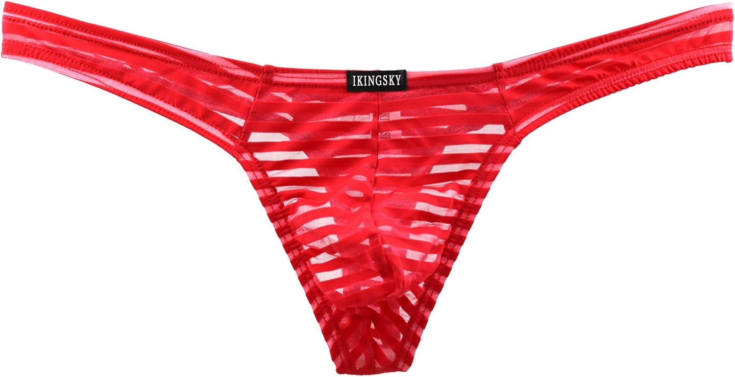 iKingsky Men's Sexy Transprant Thong Underwear Low Rise See Through Stretch Panties at  Men’s Clothing store