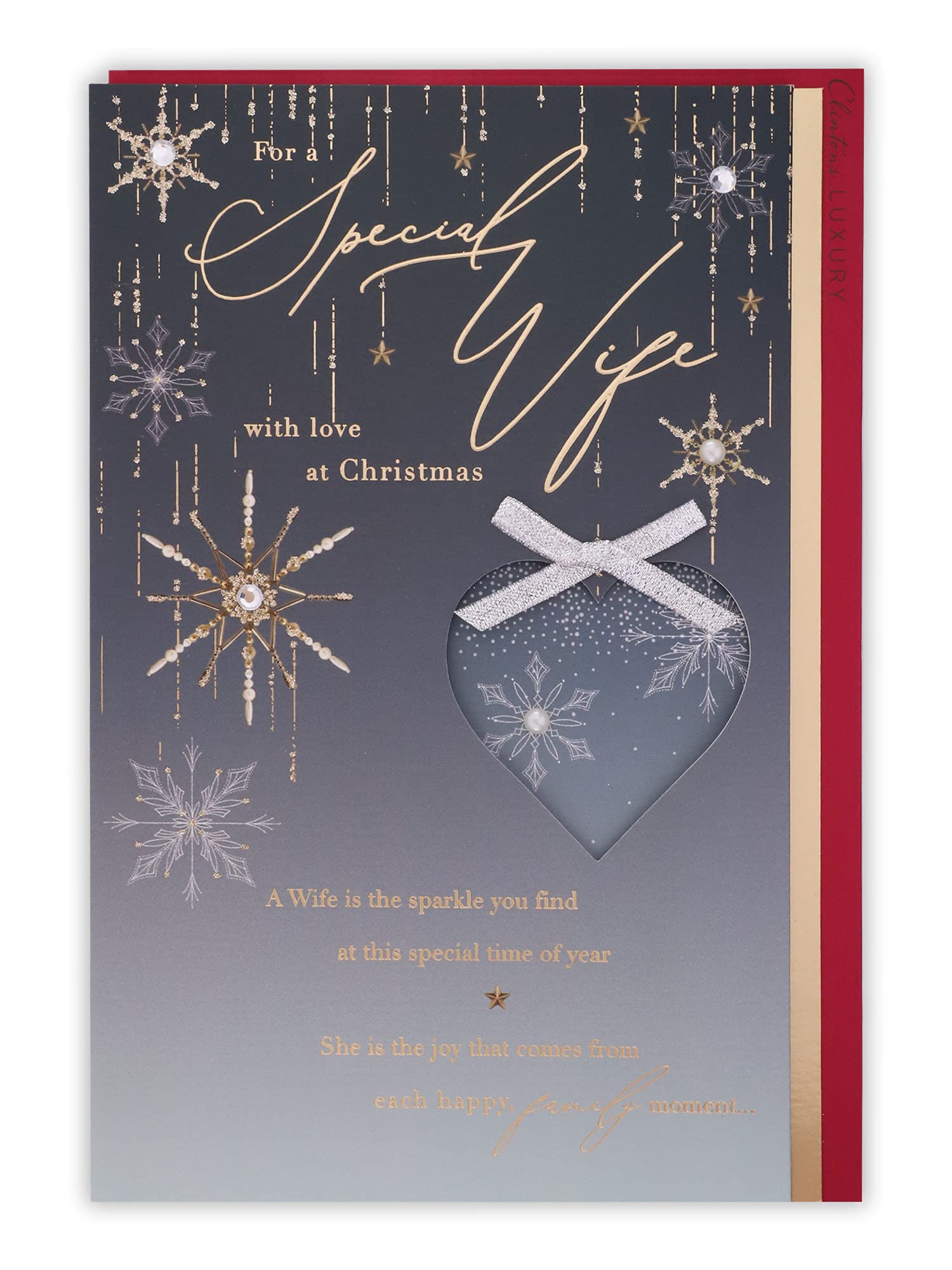 Clintons: For a Special Wife, Decorative Snowflakes, Wife Christmas Card, Xmas Card for Wife, Multi-Colour, 171 x 260 (1169468)