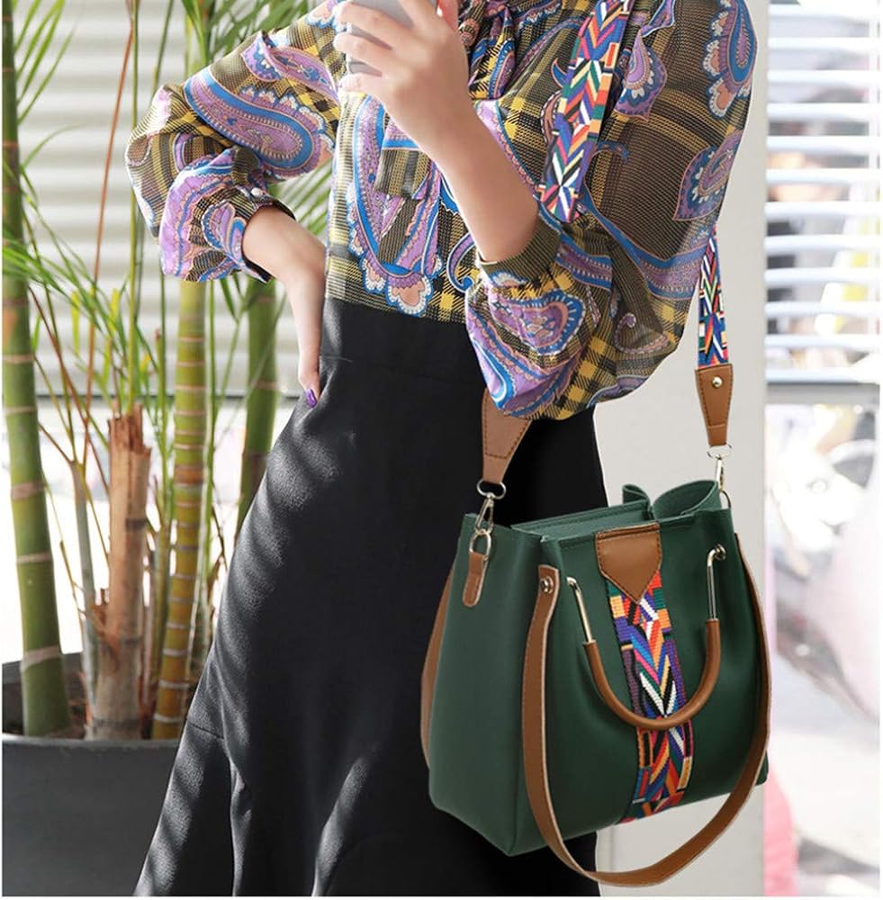 AlwaySky Women Handbag Set 4 in 1 Soft PU Leather Top Handle Bag, Tote Bag, Shoulder Bags Crossbody Bag Wallet Purse Set (Green) - Image 3