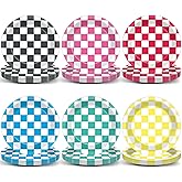 48Pcs Colorful Checkered Plates Race Car Theme Party Supplies Paper Plates for Bachelorette Bridal Shower Birthday Party Decorations Carnival Fiesta Decor Colorful Plaid Tableware