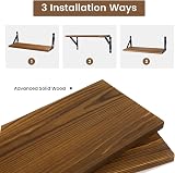 AGM Rustic Dark Wood Wall Shelves Set of 2 with Triangle Brackets view 5