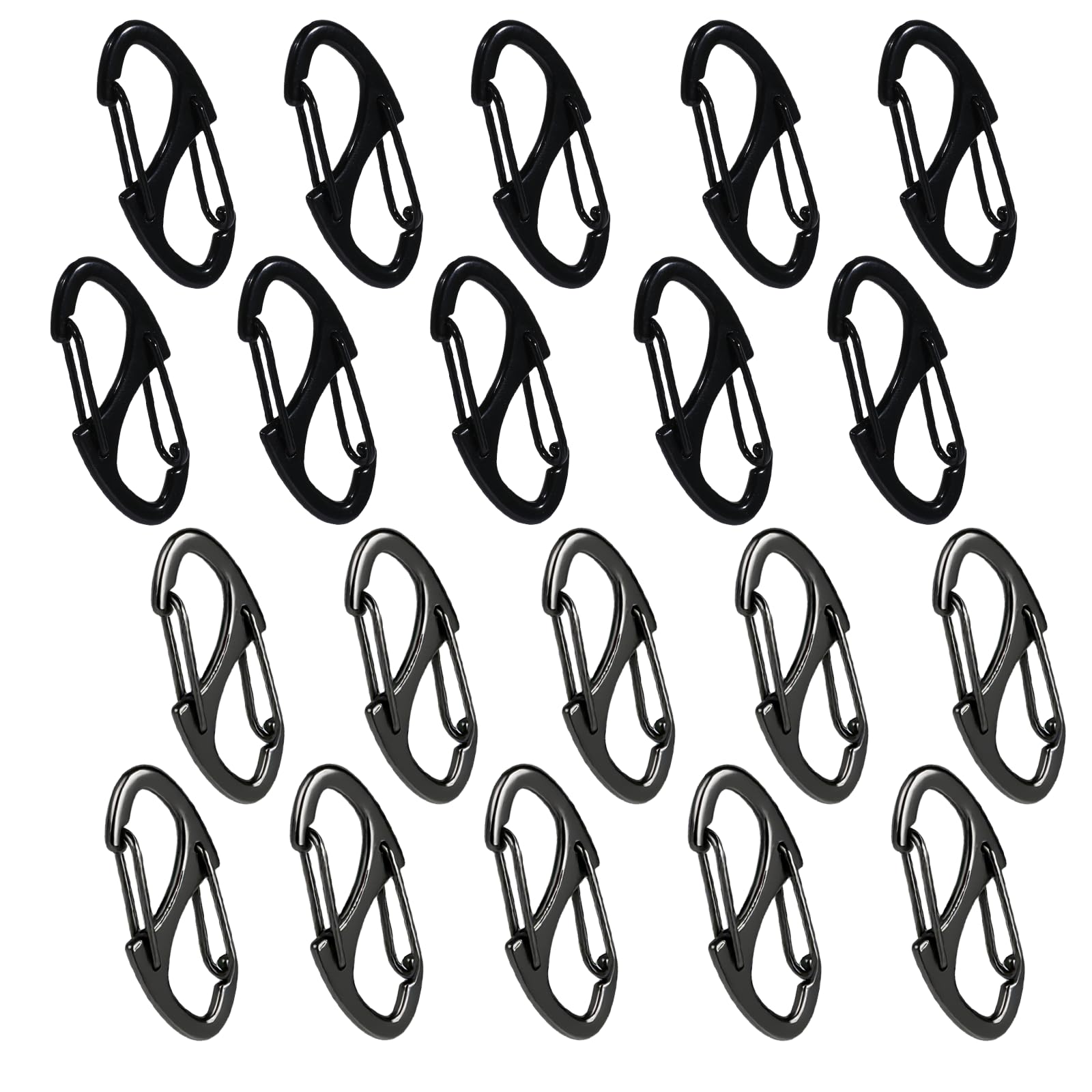 Photo 1 of 20PCS Zipper Clips Anti Theft, S Mini Carabiner Zipper Lock Set with Dual Opening Locks, S Carabiner Clip Quick Disconnect for Backpacks Purses Luggage Travel Bags Camping Suitcases, Black Gunmetal