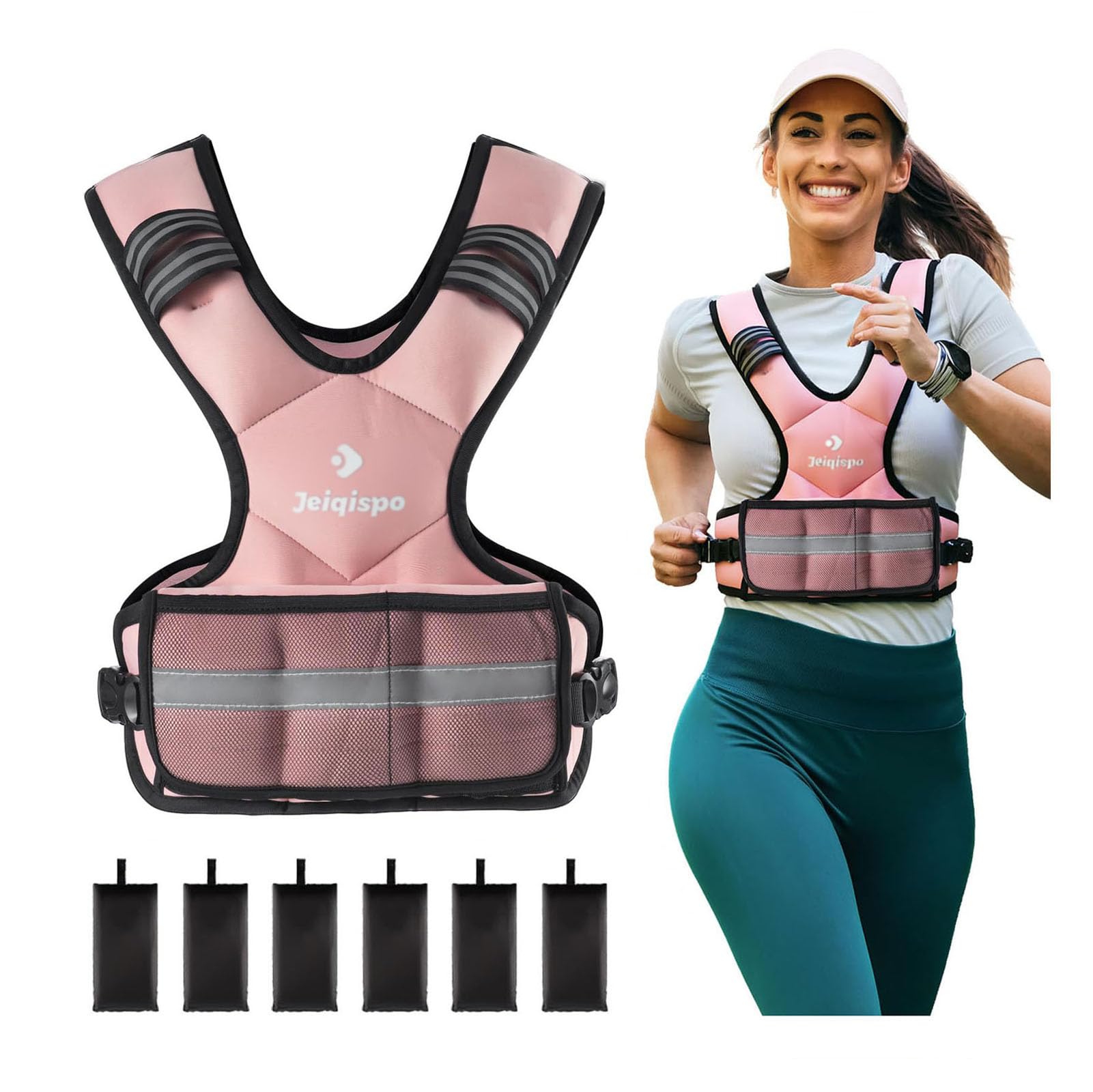 JEIQISPO Adjustable Weighted Vest for Men and Women 4-10lb/11-20lb/20-32lb Vest with 6 Ironsand Weig