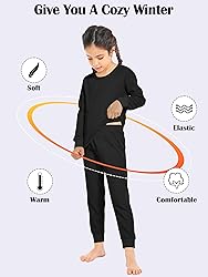 Resinta 3 Sets Girls Waffle Thermal Underwear Set