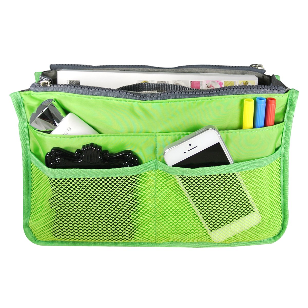 Wrapables Unisex Bag Insert Organizer/Travel Bag Organizer, Green