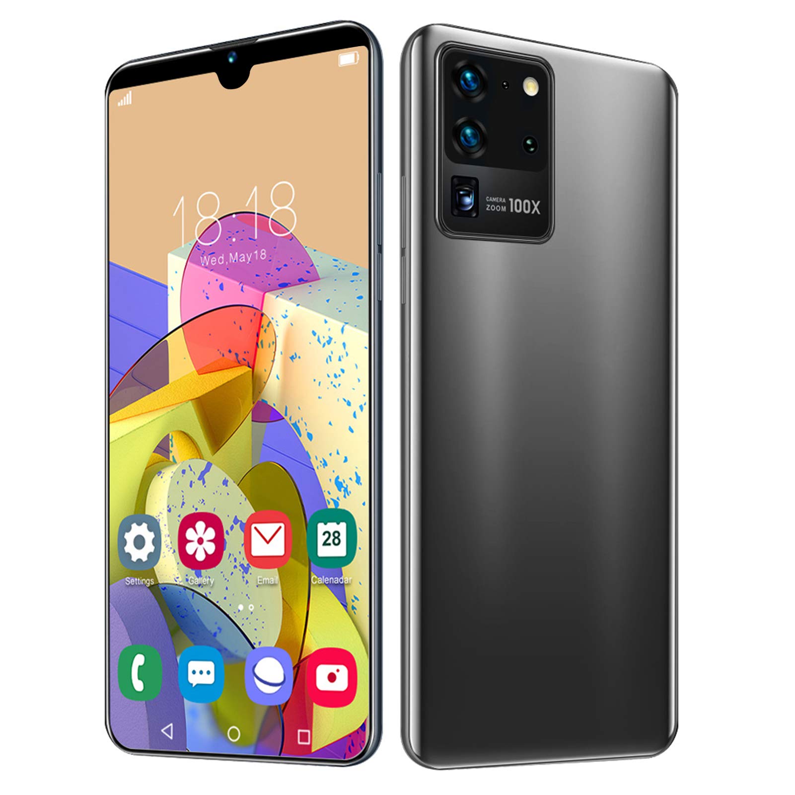 Hilitand 6.1in Full Screen Dual Card Face ID Smartphone,Front Camera 200W + Back Camera 500W,Fingerprint Unlocked Fast and Secure,5point Touching Screen,Support for Android 10.0,with 128G Memory Card