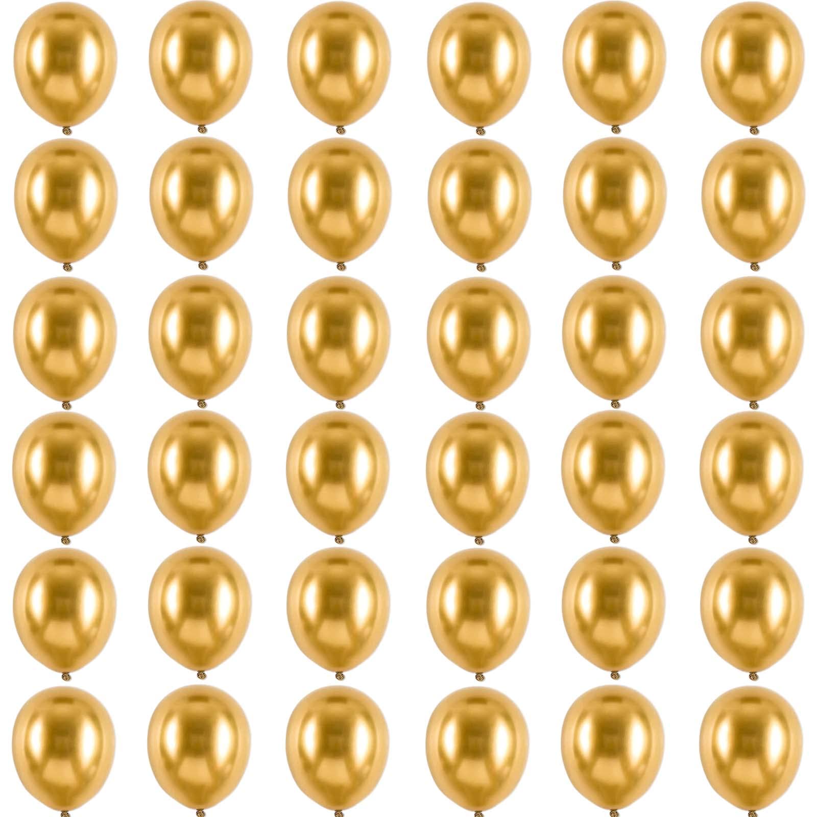 POPOYU Gold Chrome Balloons,Metallic Gold Balloons 12 inch,36 Pcs Thick Natural Latex Balloon Shiny Birthday Party Helium Decorations for Baby Showers,Engagement Wedding,Graduation