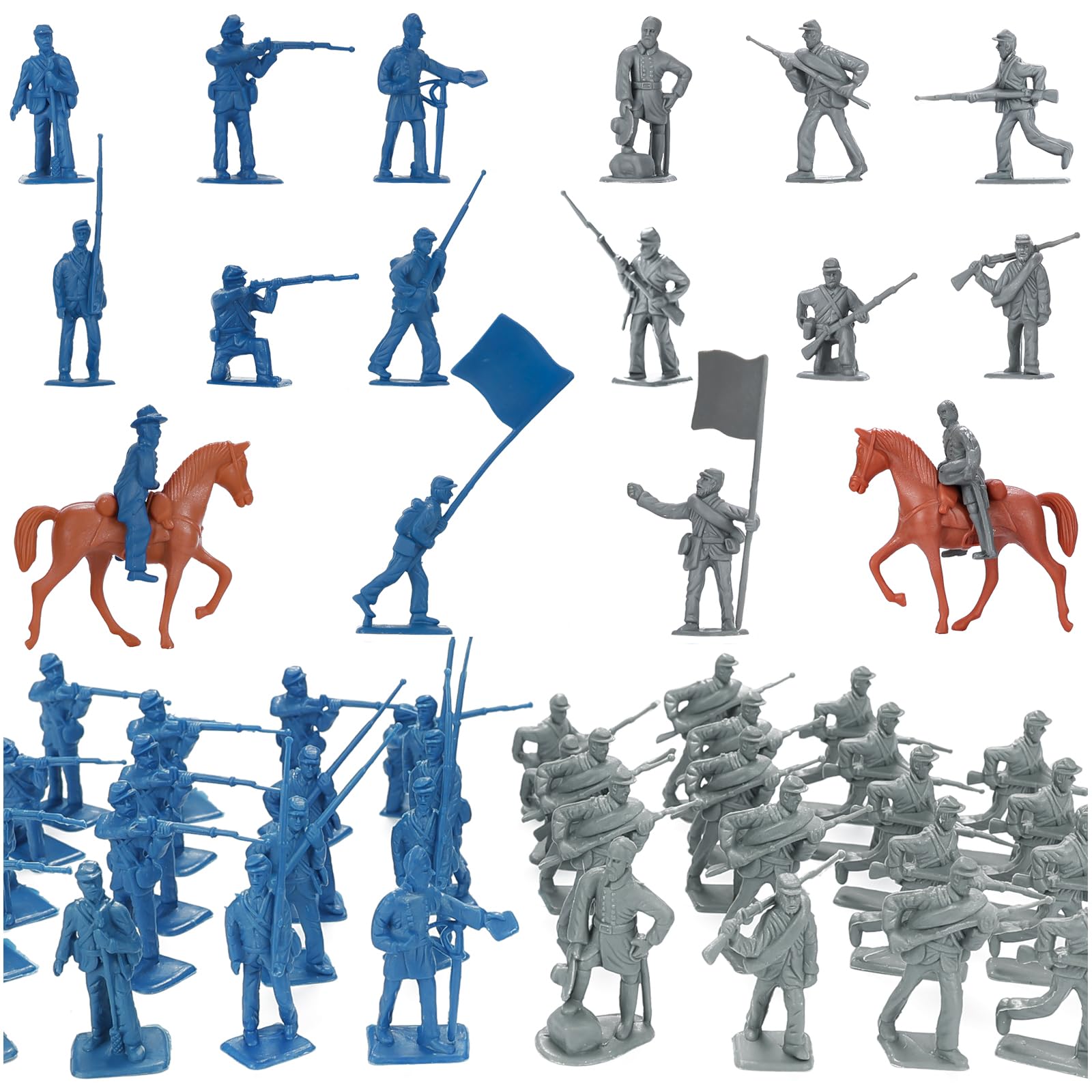 Photo 1 of HAPTIME Civil War Army Men Set (42 pcs ) , American Civil War Toys, Plastic Army Men Action Figures, Including Flagman, Knight, Soldier, Perfect for School Project Dioramas, Revolutionary War Toys