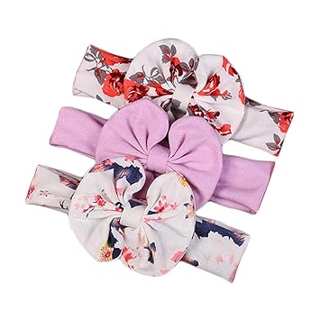 Amazon Com 3 Pcs Set Floral Bows Baby Headband Dot Bowknot Baby