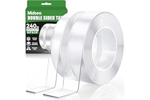 MIDSEA Extra Strong Double Sided Tape Heavy Duty - 240" x 1.0" & 0.5" - Removable Two Sided Nano Mounting Adhesive for Wall, Posters, Rug, Picture Hanging - Teacher, Dorm Room, Office & Outdoor Essentials
